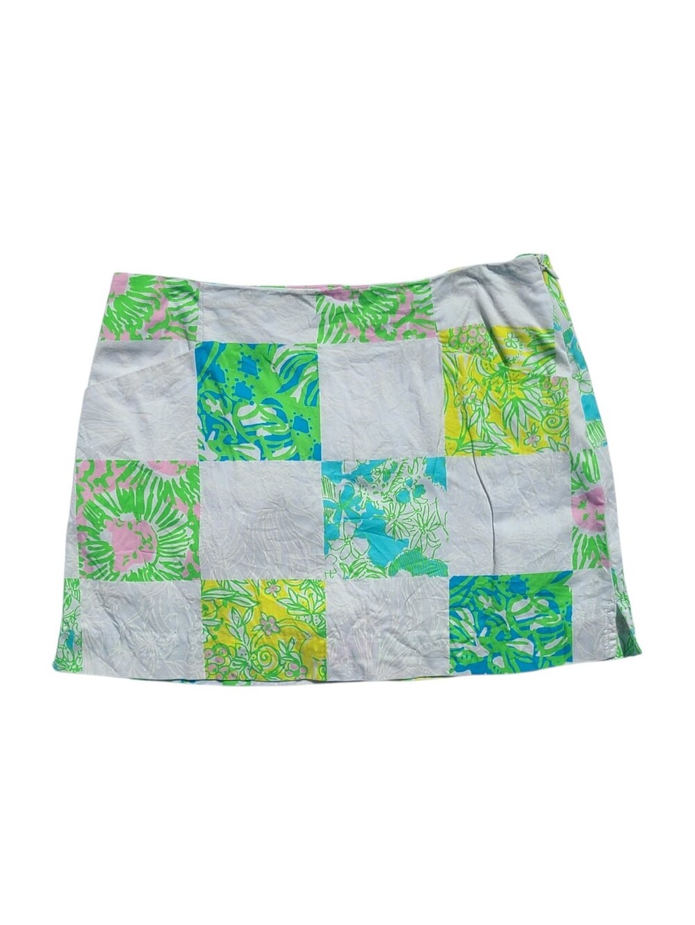 Lilly Pulitzer Patchwork Floral Skort in Green, Blue, Yellow, Pink
